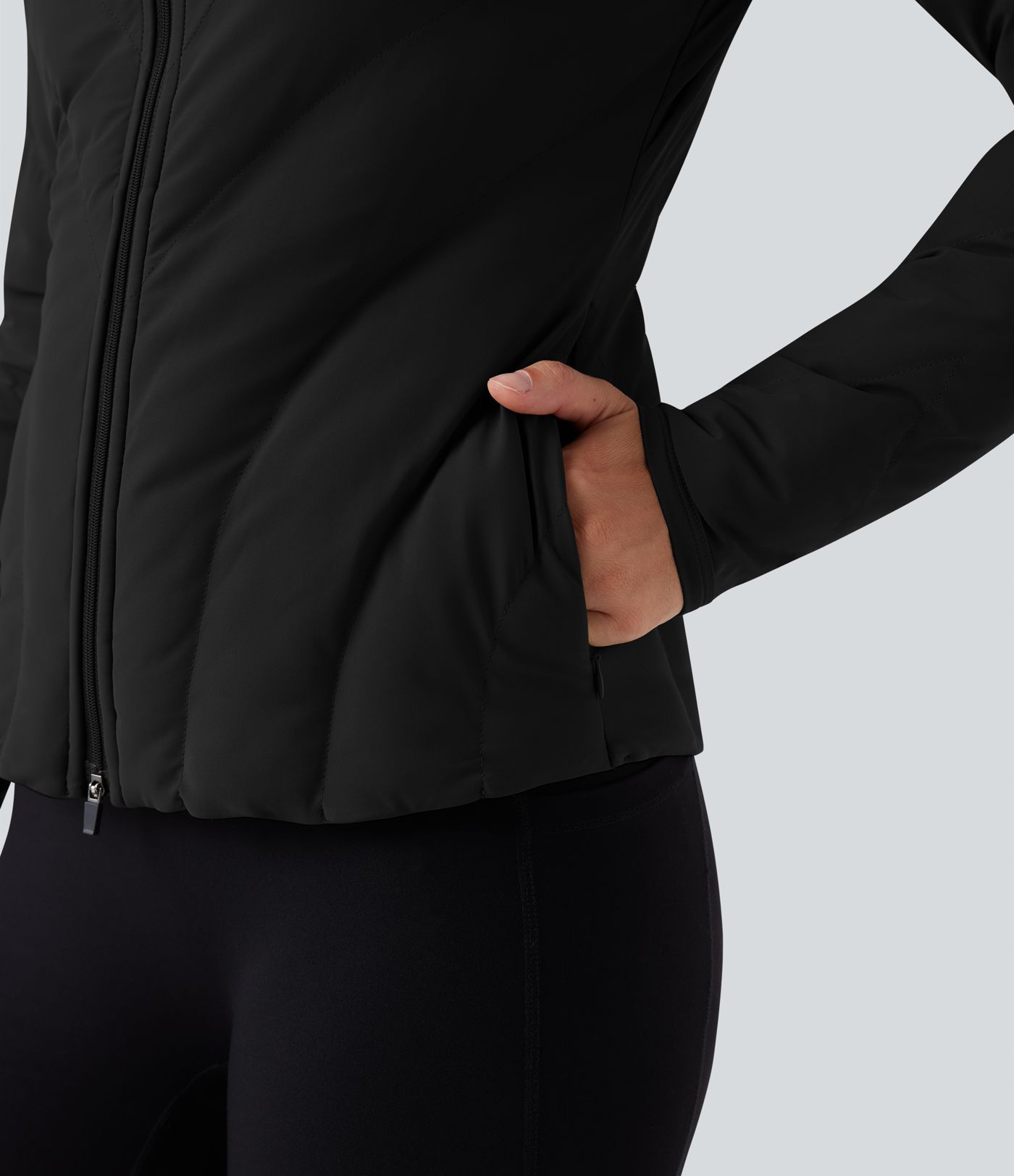 PuffFlex Veste matelassée casual extensible à col montant et manches longues avec poches