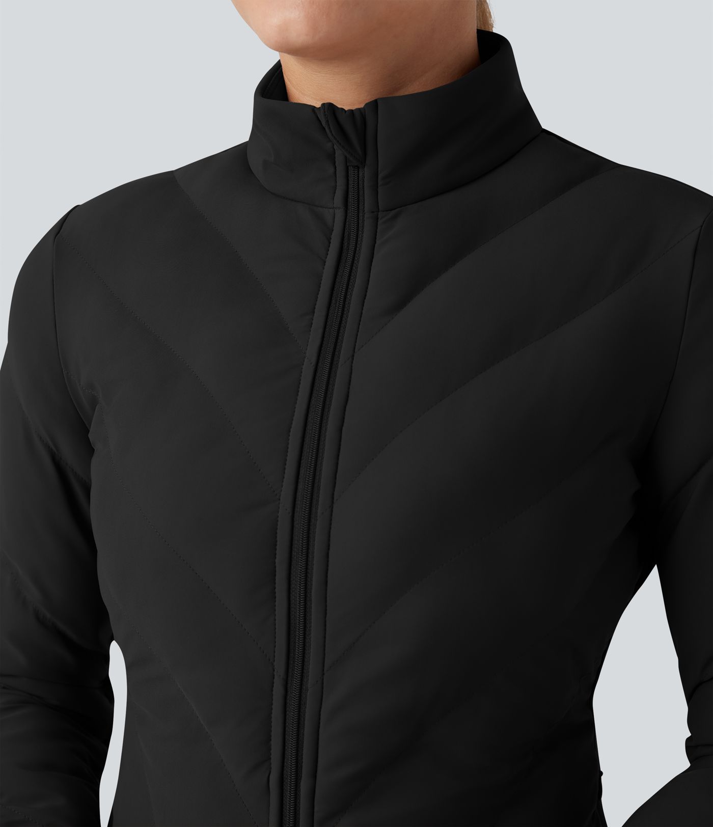 PuffFlex Veste matelassée casual extensible à col montant et manches longues avec poches