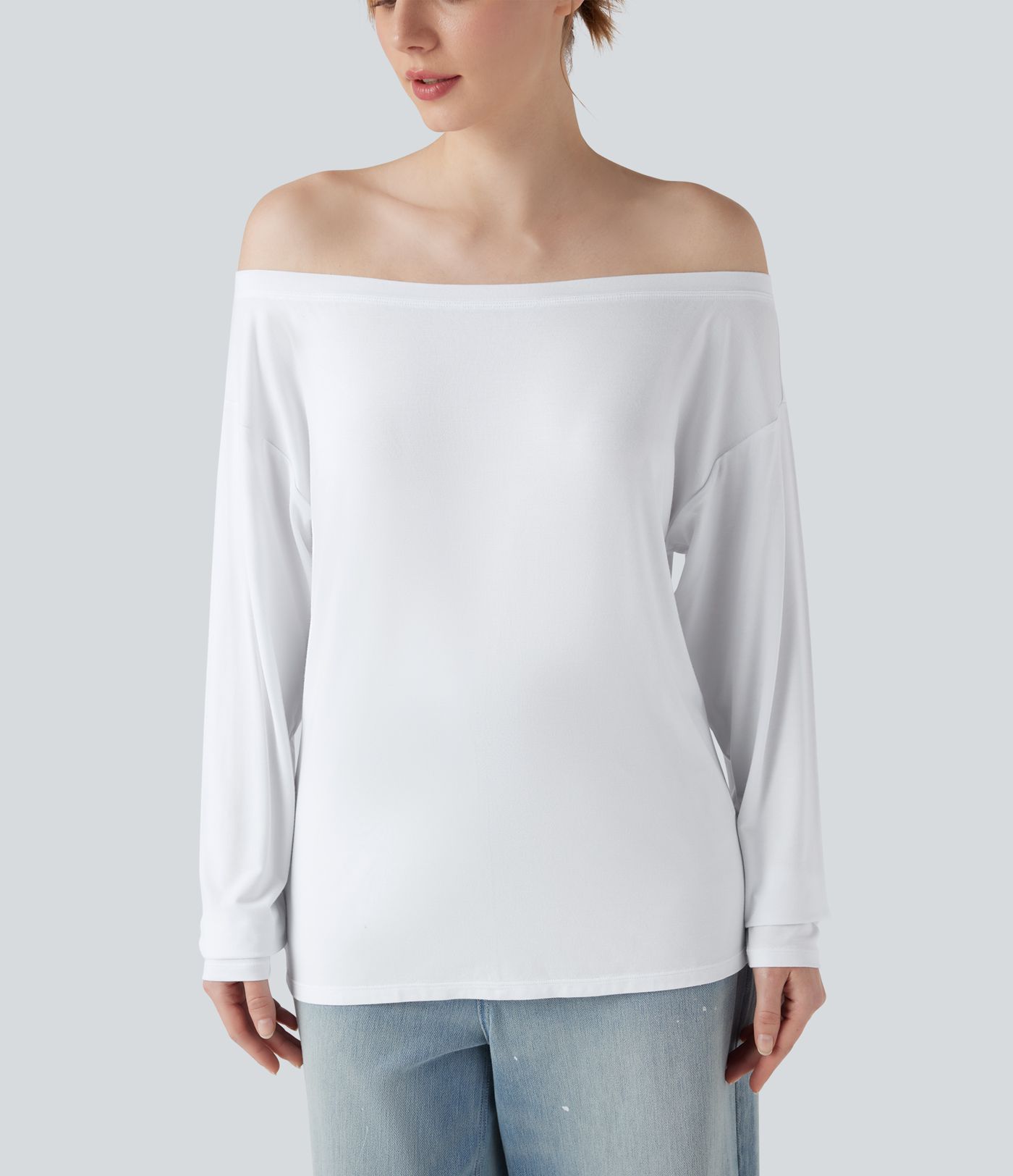 Off Shoulder Long Sleeve Casual T-Shirt Off Shoulder Long Sleeve Casual T-Shirt
