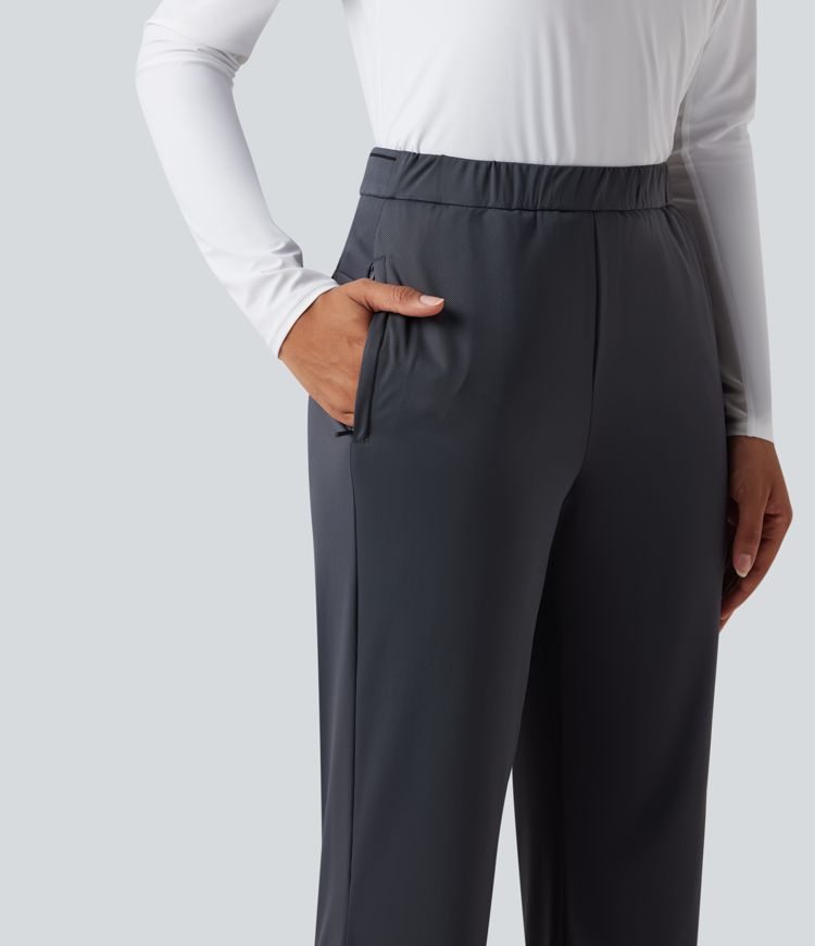 Mid Rise Drawstring Golf Baggy Trousers-Golf Tee Pocket