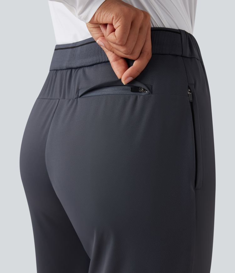 Mid Rise Drawstring Golf Baggy Trousers-Golf Tee Pocket