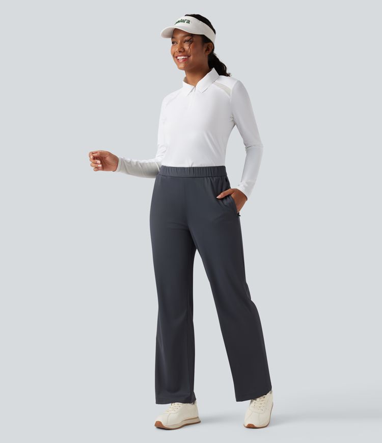 Mid Rise Drawstring Golf Baggy Trousers-Golf Tee Pocket