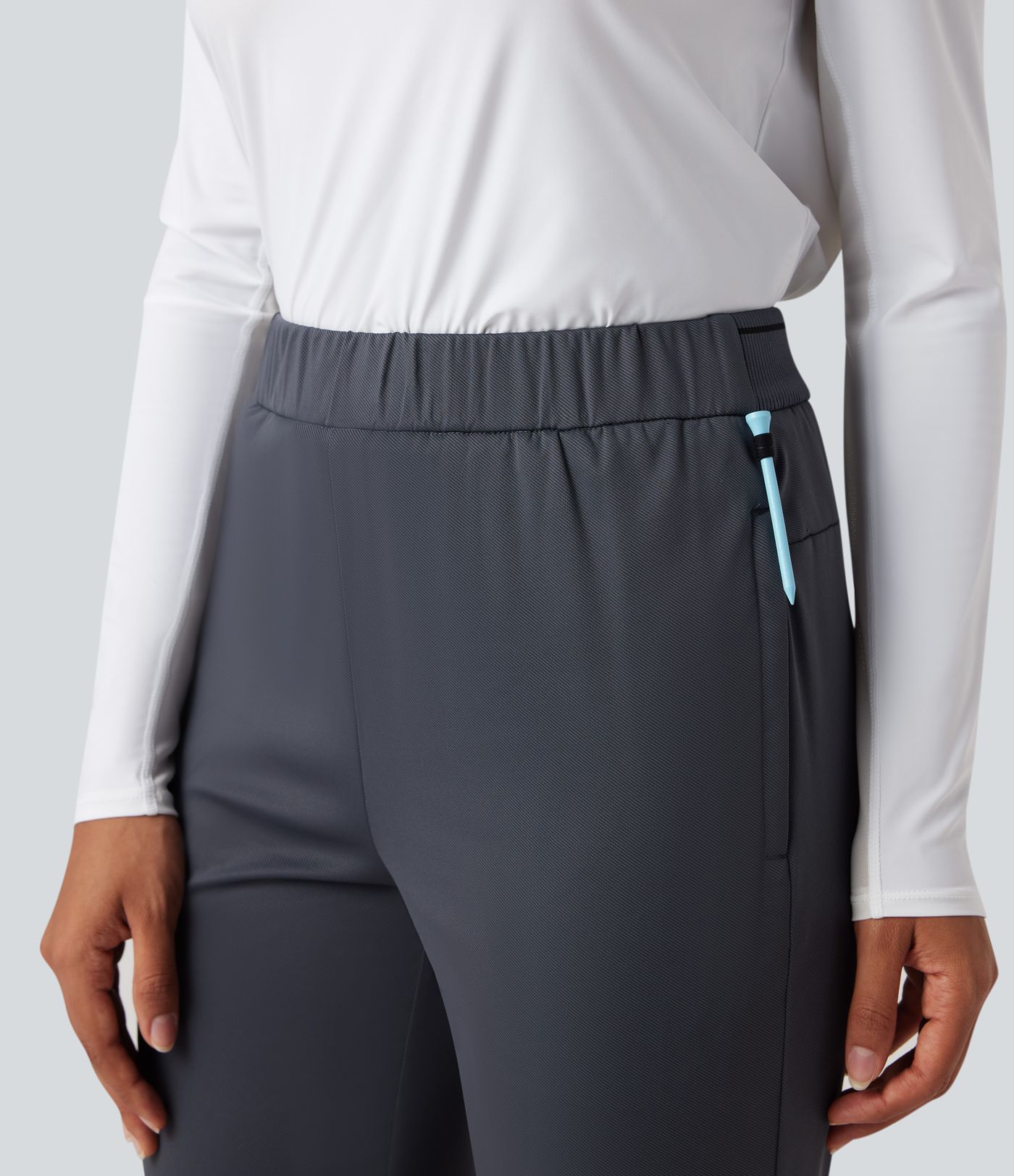 Mid Rise Drawstring Golf Baggy Trousers-Golf Tee Pocket