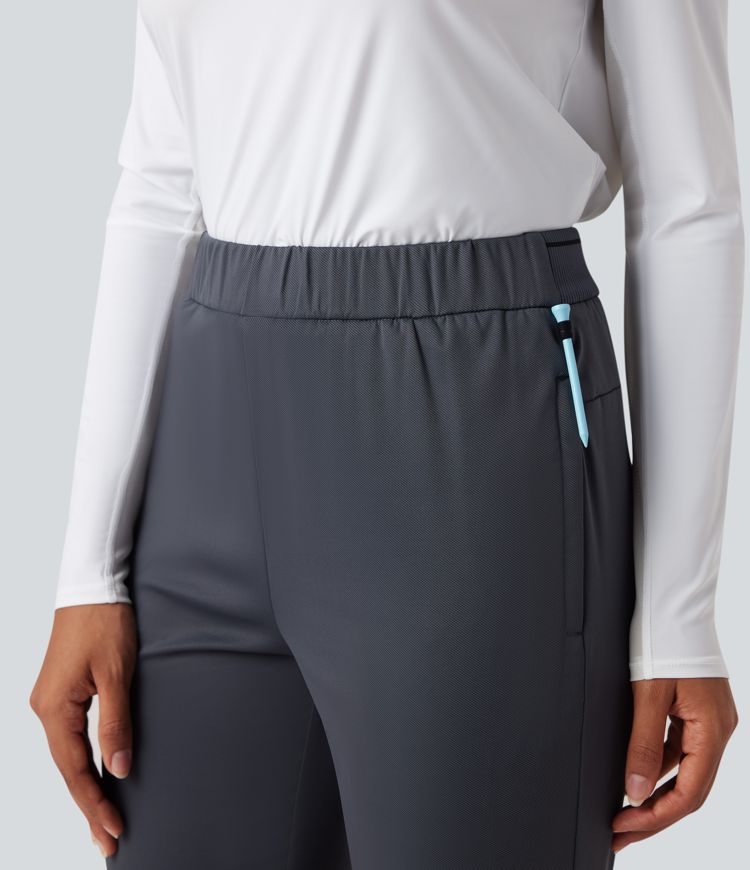 Mid Rise Drawstring Golf Baggy Trousers-Golf Tee Pocket