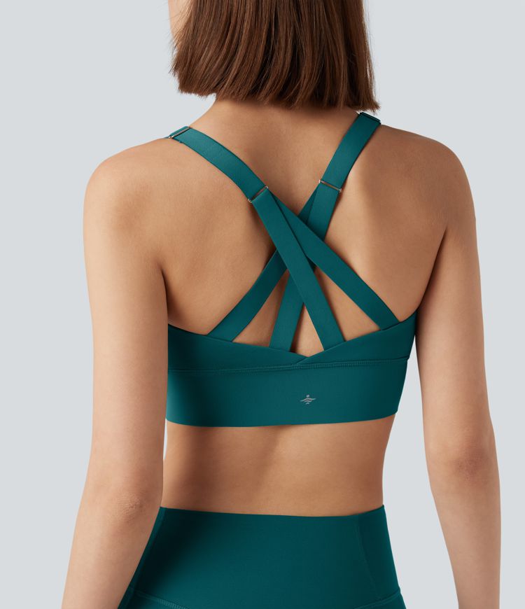 SpeedWave™ Medium Support Push Up Zipper Adjustable Buckle Quick Dry Running Sports Bra