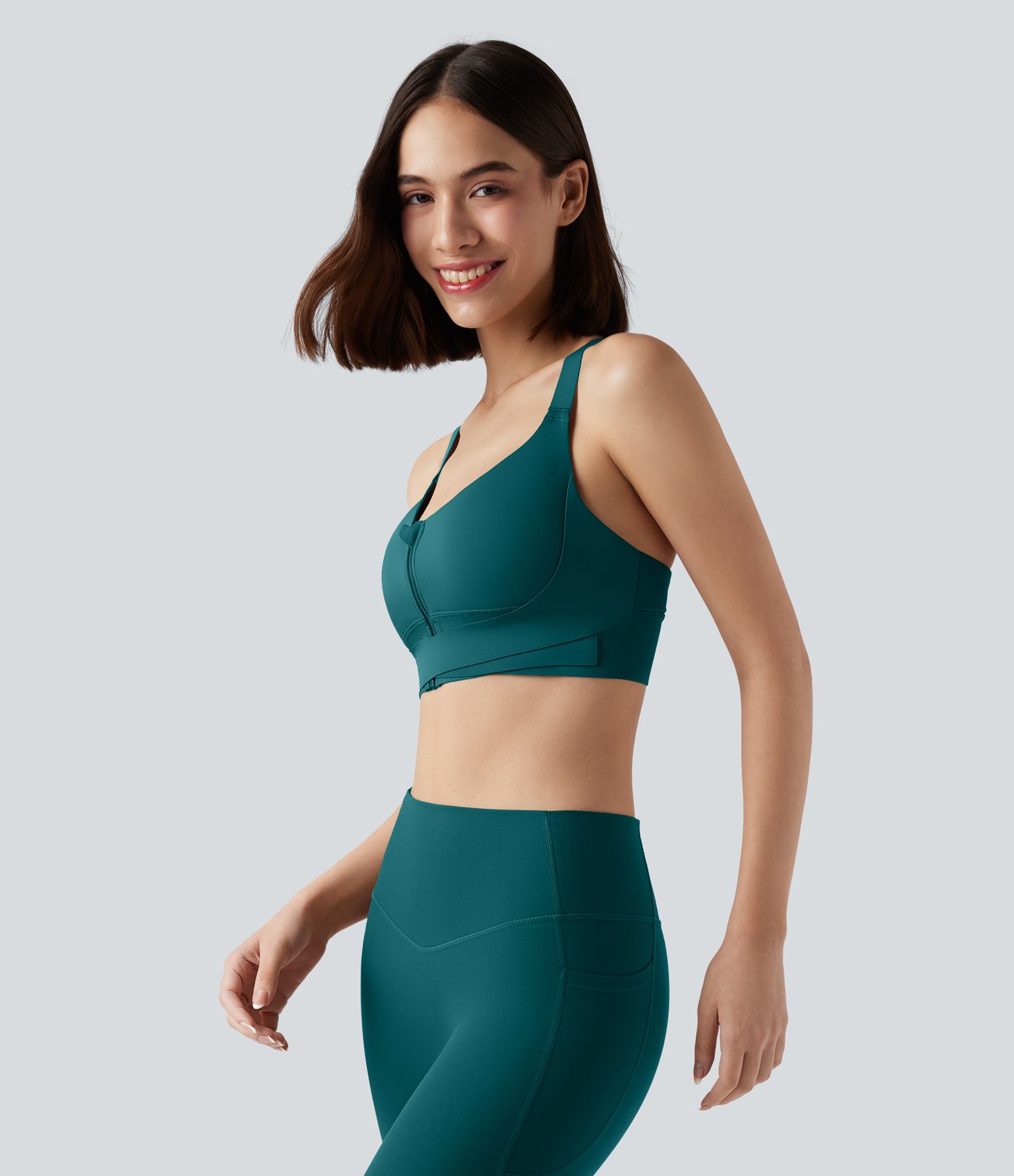 SpeedWave™ Medium Support Push Up Zipper Adjustable Buckle Quick Dry Running Sports Bra