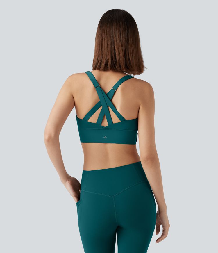 SpeedWave™ Medium Support Push Up Zipper Adjustable Buckle Quick Dry Running Sports Bra