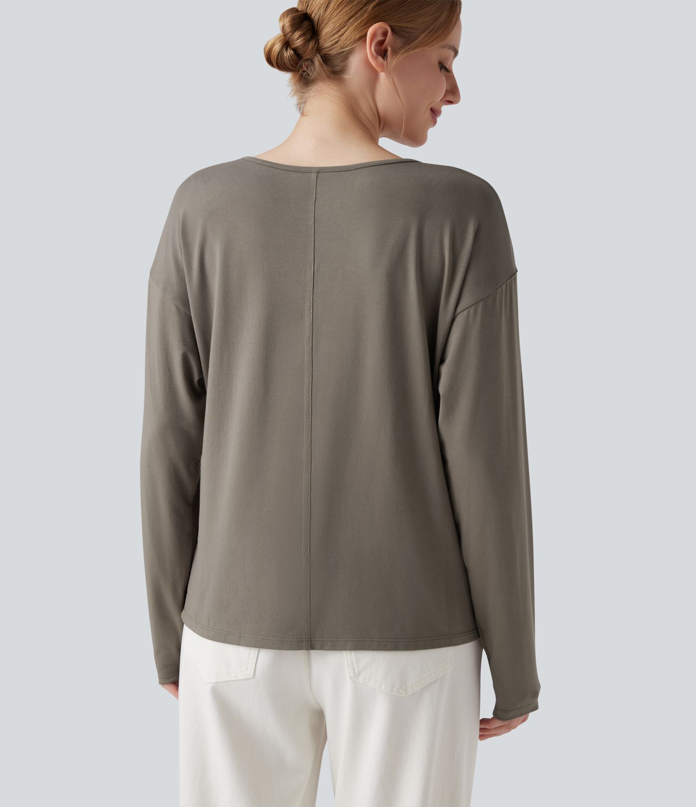 Round Neck Raglan Long Sleeve Casual Top