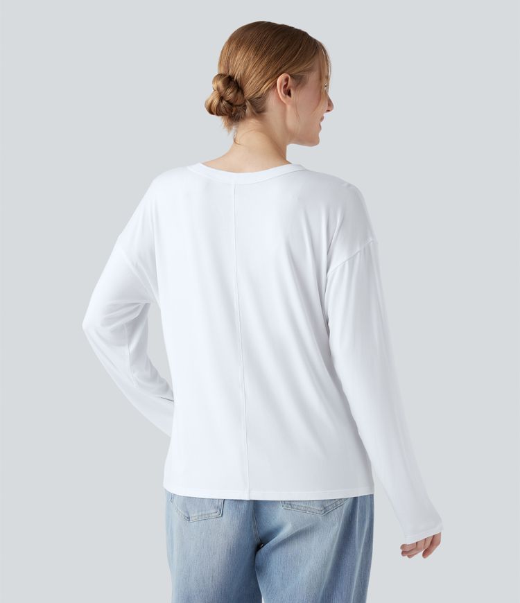 Henley Neck Long Sleeve Casual T-Shirt