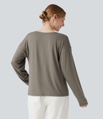 Round Neck Raglan Long Sleeve Casual Top