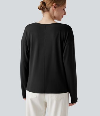 Round Neck Raglan Long Sleeve Casual Top