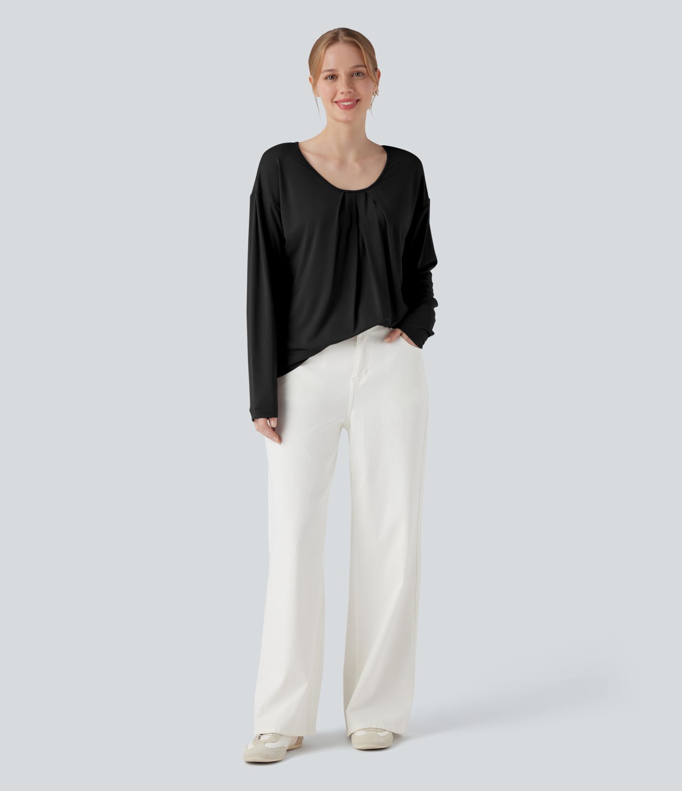 Round Neck Raglan Long Sleeve Casual Top