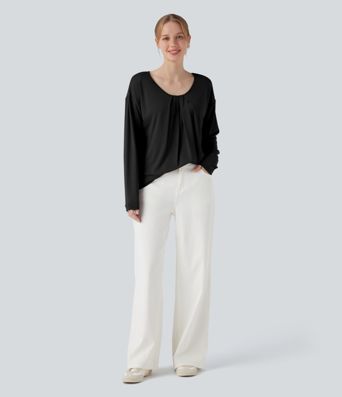 Round Neck Raglan Long Sleeve Casual Top