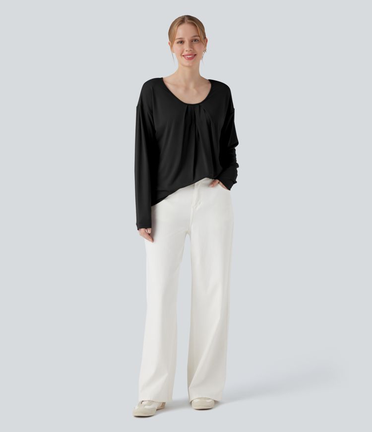 Round Neck Raglan Long Sleeve Casual Top