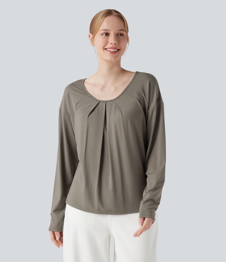 Round Neck Raglan Long Sleeve Casual Top