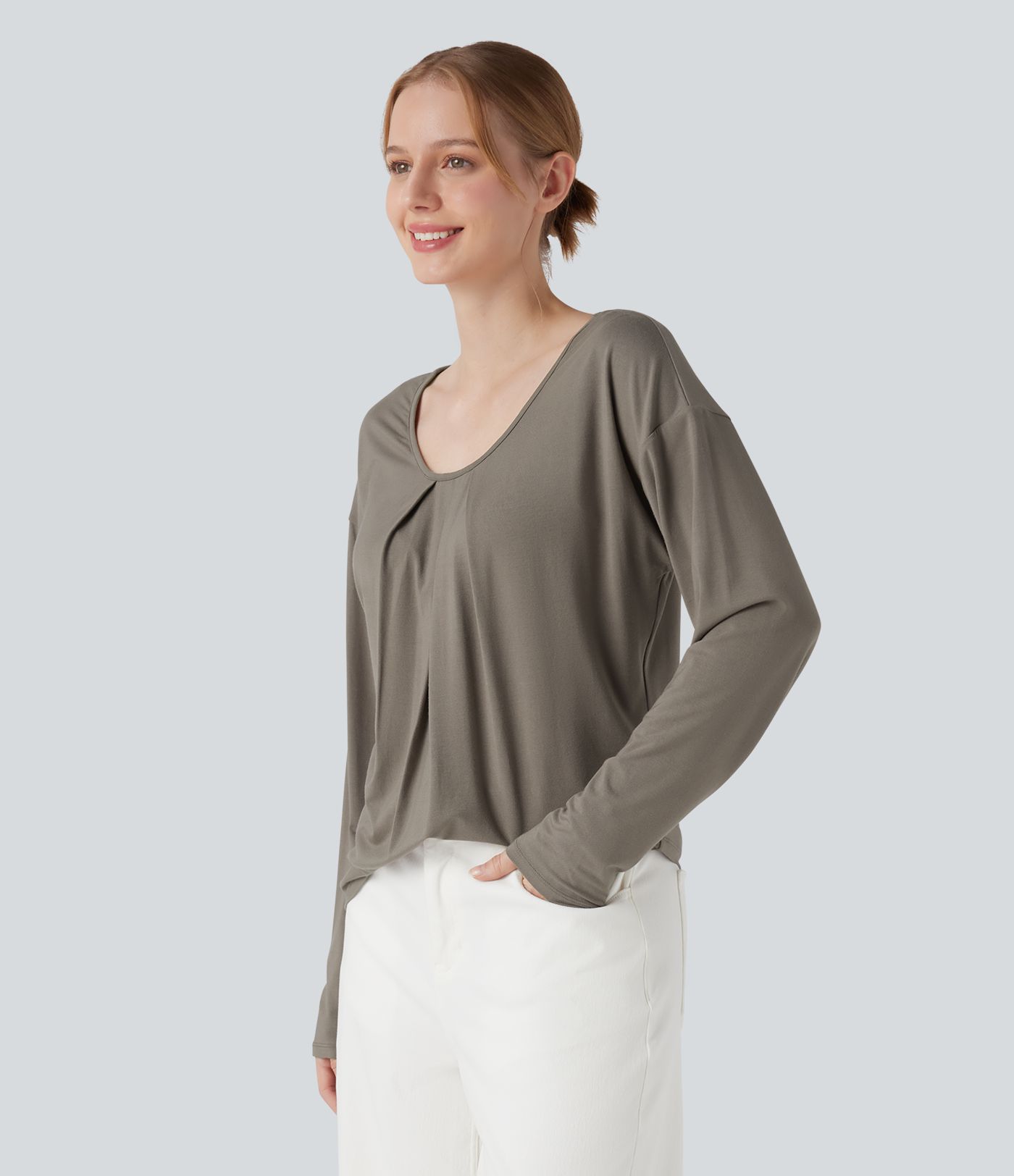 Round Neck Raglan Long Sleeve Casual Top