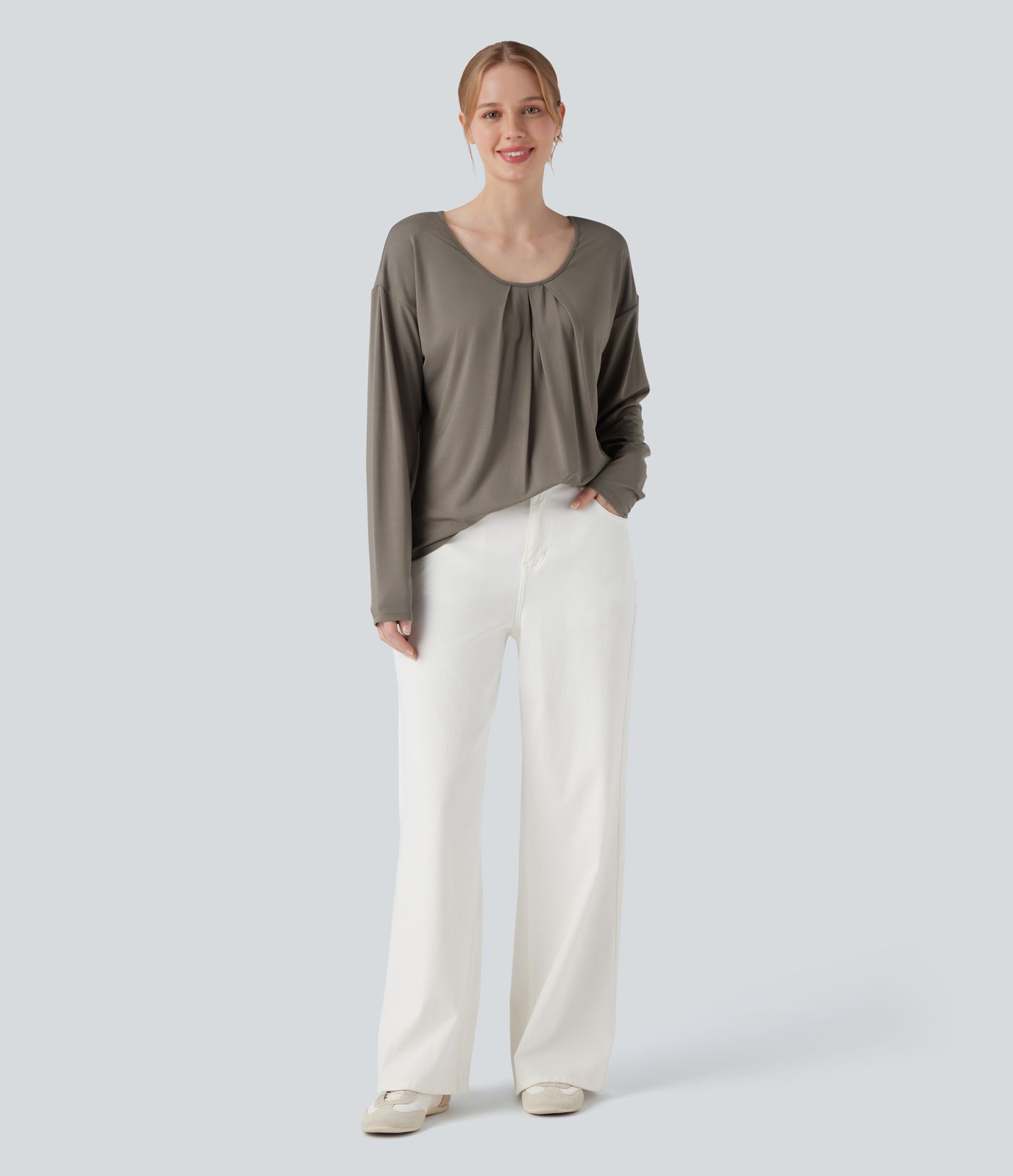 Round Neck Raglan Long Sleeve Casual Top
