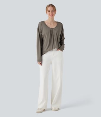 Round Neck Raglan Long Sleeve Casual Top