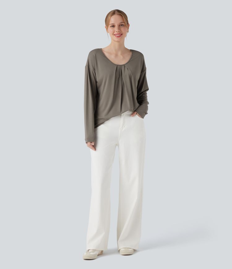 Round Neck Raglan Long Sleeve Casual Top