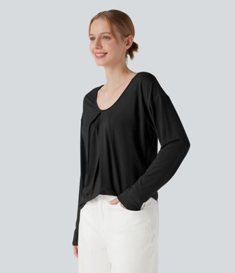 Round Neck Raglan Long Sleeve Casual Top