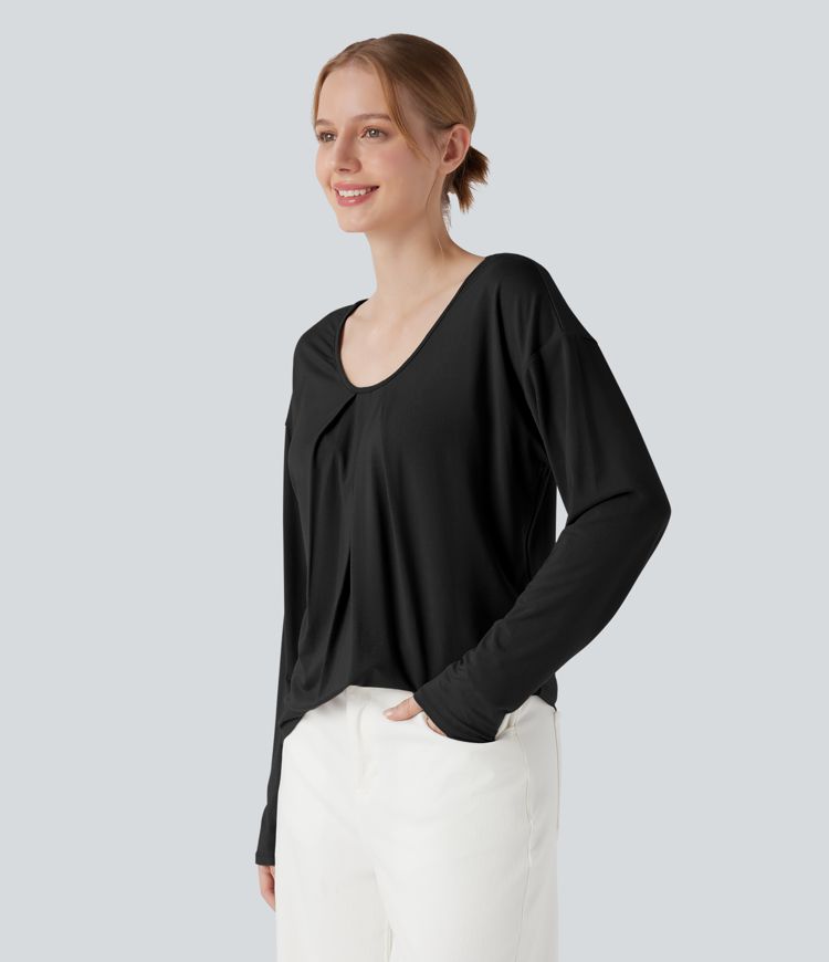 Round Neck Raglan Long Sleeve Casual Top