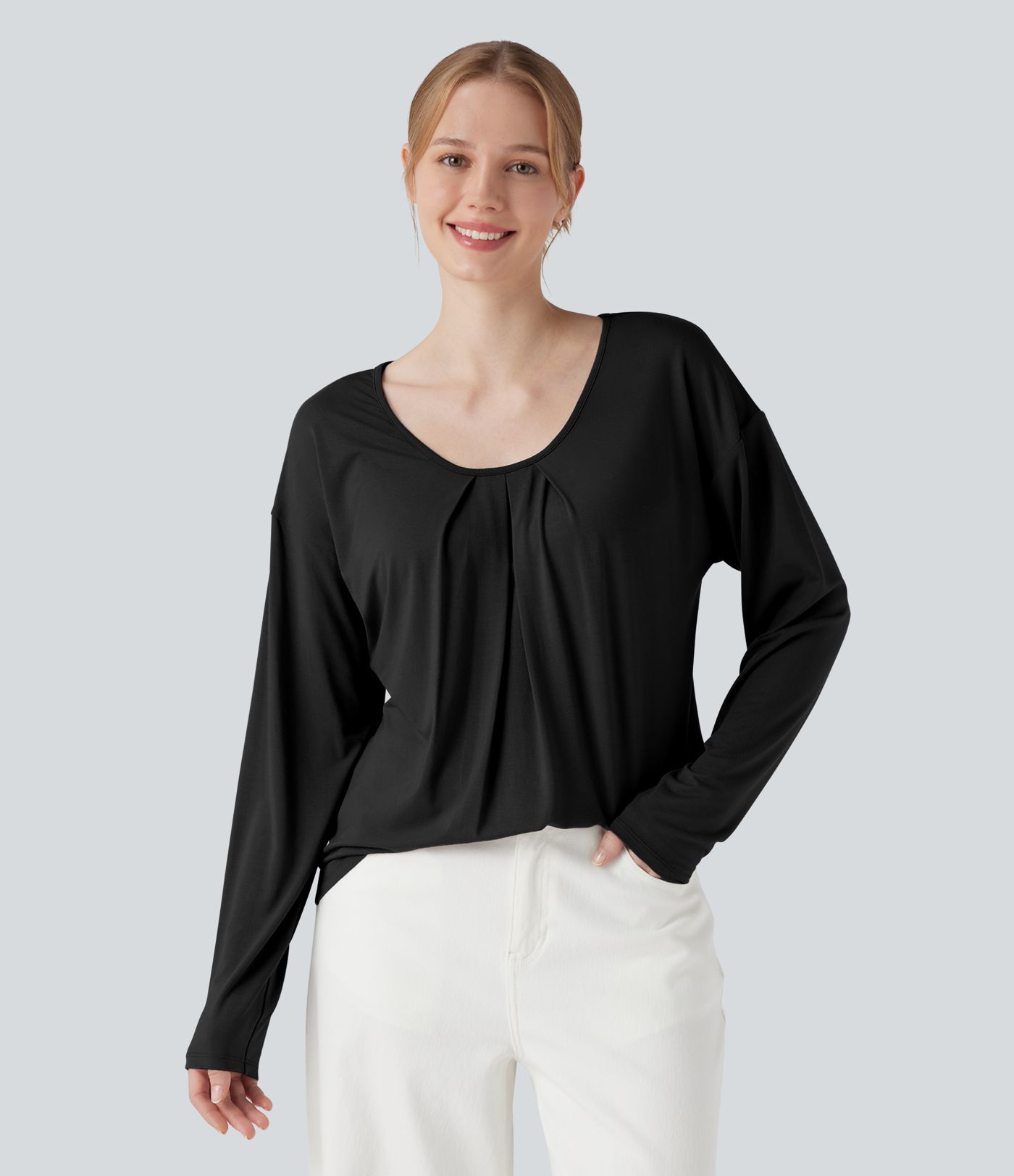 Round Neck Raglan Long Sleeve Casual Top