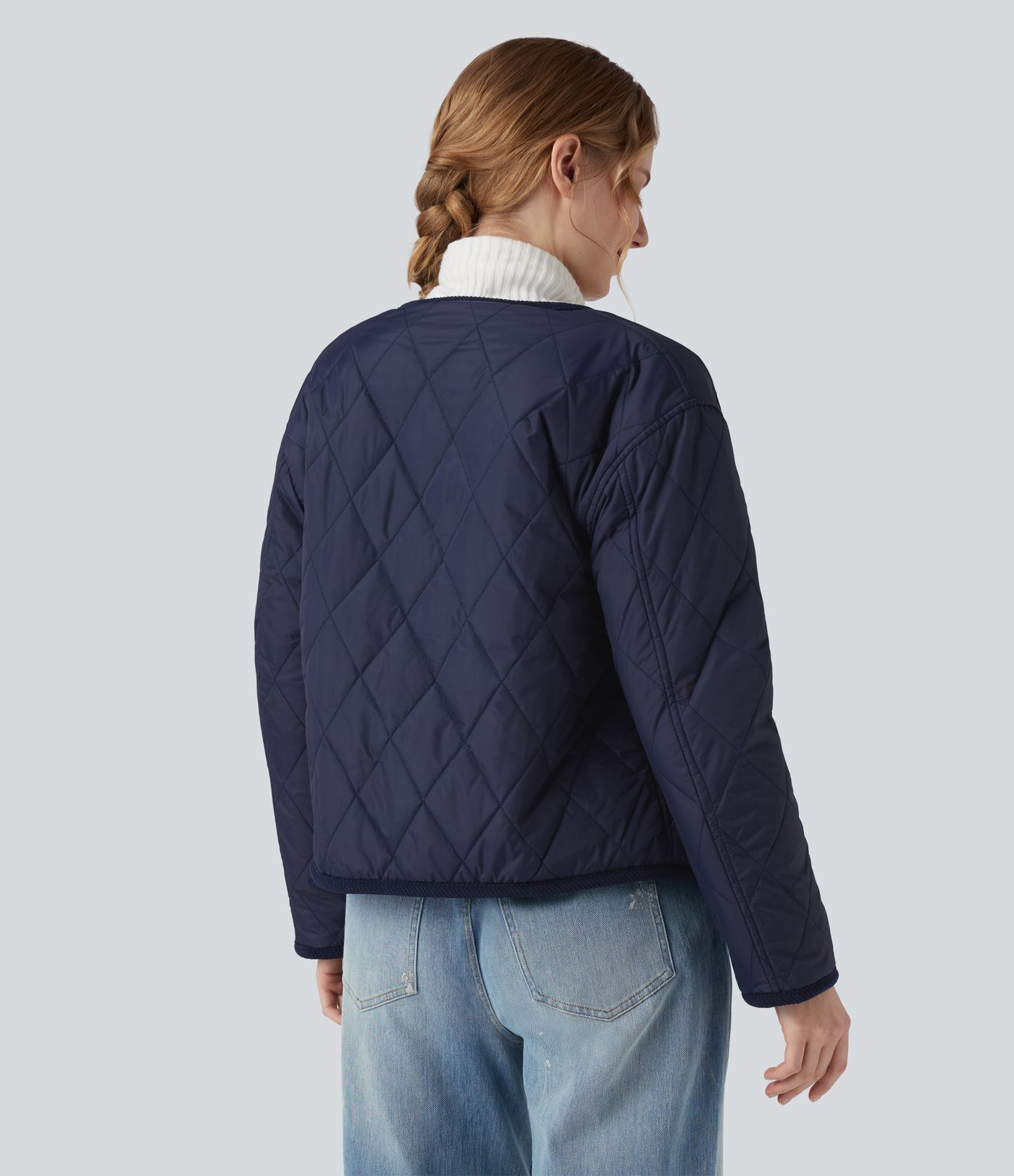 Veste sherpa réversible à manches longues avec poches (deux styles en un)