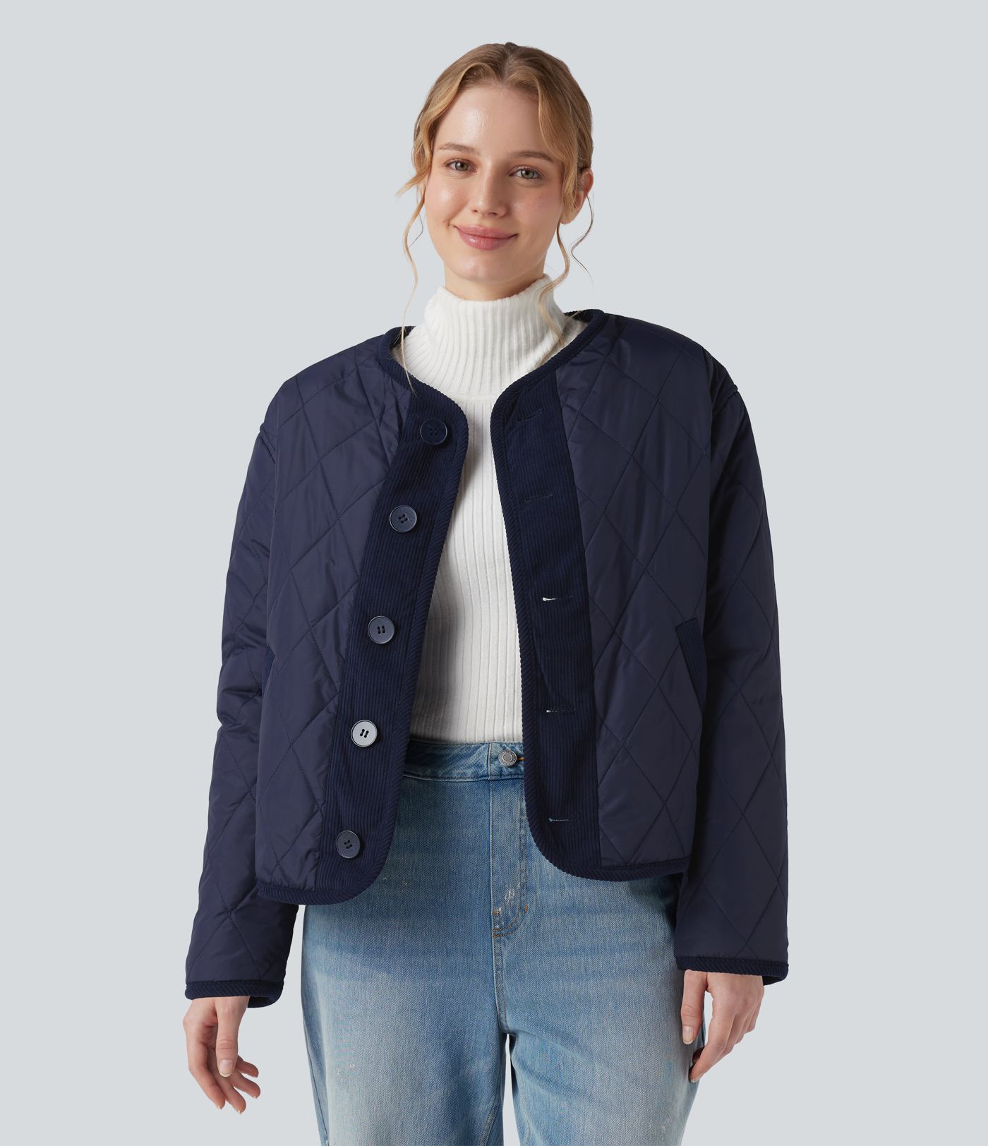 Veste sherpa réversible à manches longues avec poches (deux styles en un)