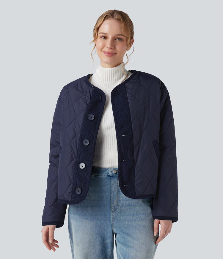 Veste sherpa réversible à manches longues avec poches (deux styles en un)