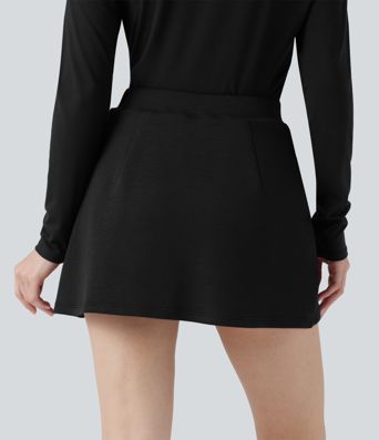 SpacerTek™ High Waisted Split Crisscross 2-in-1 Mini Party Skirt with Pocket