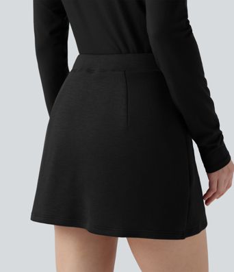 SpacerTek™ High Waisted Split Crisscross 2-in-1 Mini Party Skirt with Pocket