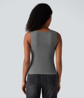 Débardeur décontracté chauffant à col en V avec effet push-up — bonnets D/DD/DDD/F