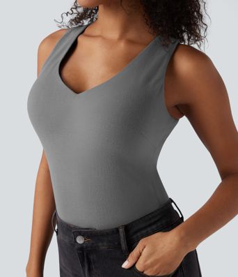 Débardeur décontracté chauffant à col en V avec effet push-up — bonnets D/DD/DDD/F