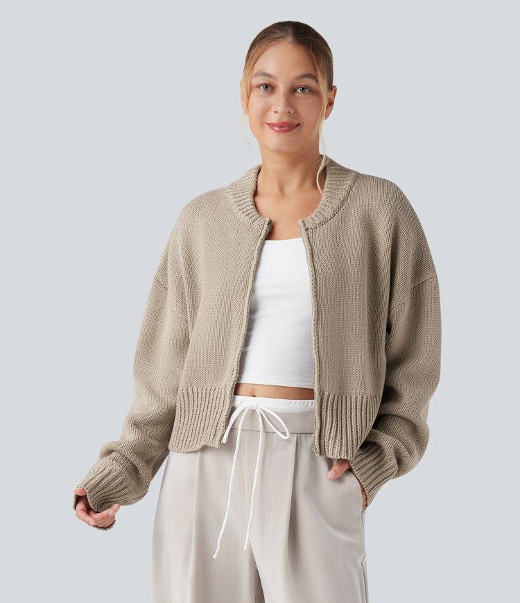 Lässige Bomberjacke mit Reißverschluss und langen Ärmeln