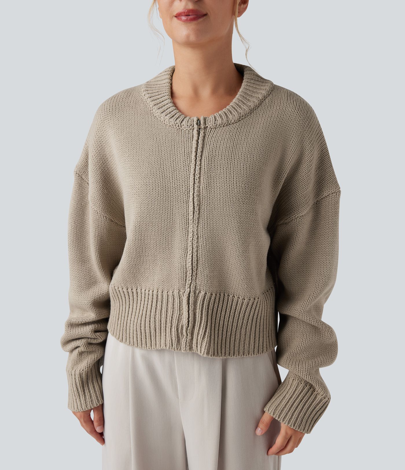 Lässige Bomberjacke mit Reißverschluss und langen Ärmeln