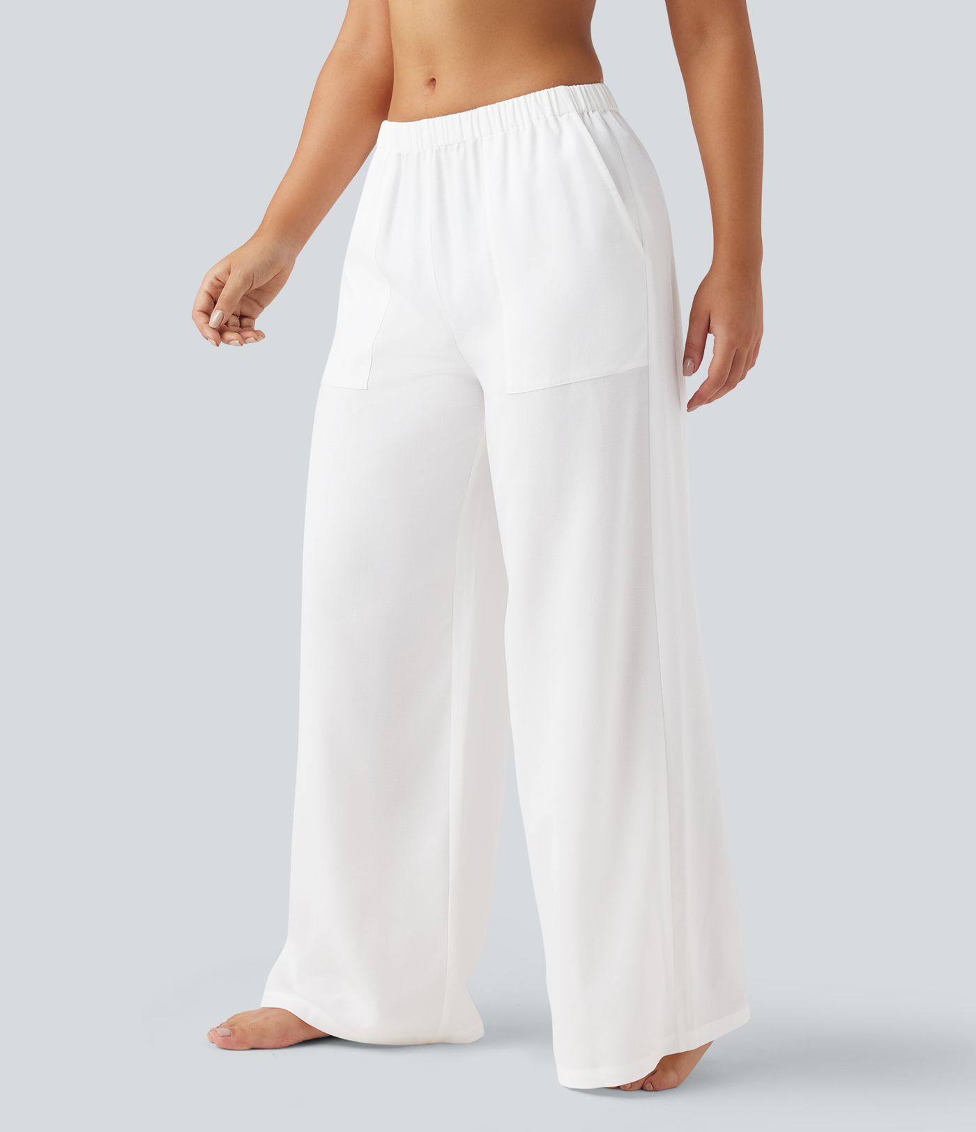 High Waisted Resort Baggy Trousers with Pockets