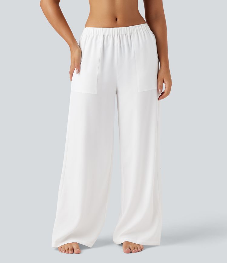 High Waisted Resort Baggy Trousers with Pockets