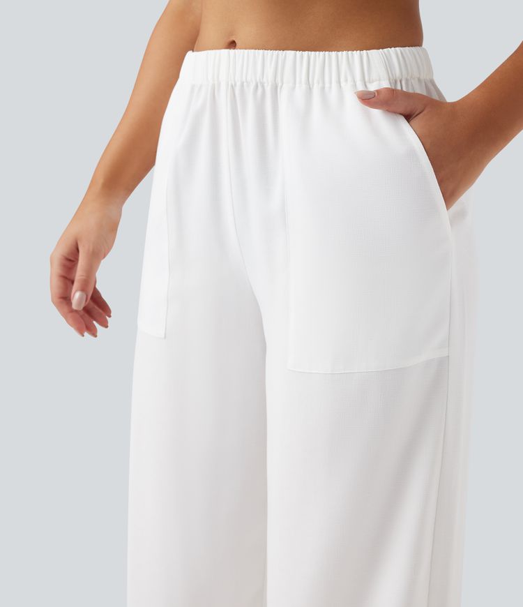 High Waisted Resort Baggy Trousers with Pockets