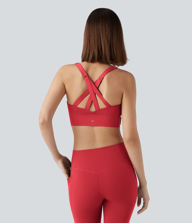 SpeedWave™ Medium Support Push Up Zipper Adjustable Buckle Quick Dry Running Sports Bra