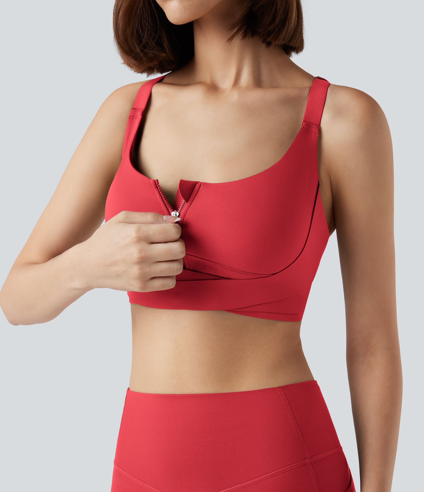 SpeedWave™ Medium Support Push Up Zipper Adjustable Buckle Quick Dry Running Sports Bra