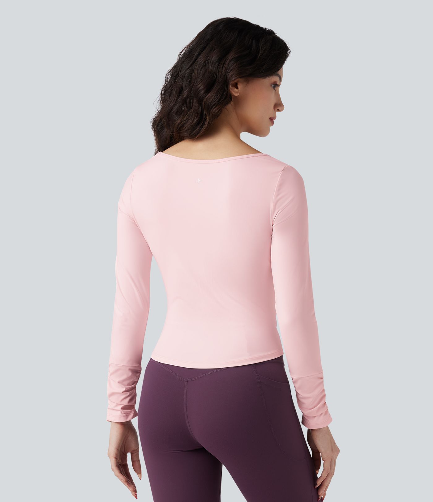 SoftlyZero™ Airy Square Neck Long Sleeve Ruched Cool Touch Workout Sports Top