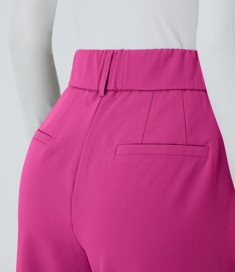 Pantalón oficina ajustado tiro alto bolsillo lateral