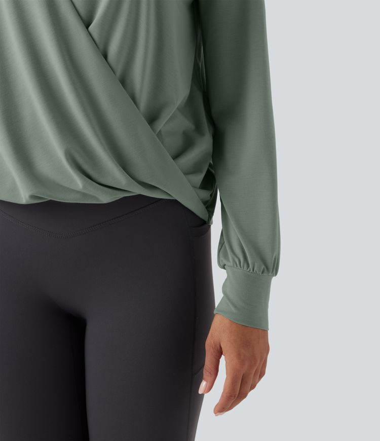 Long Sleeve Crossover Quick Dry Yoga Sports Top
