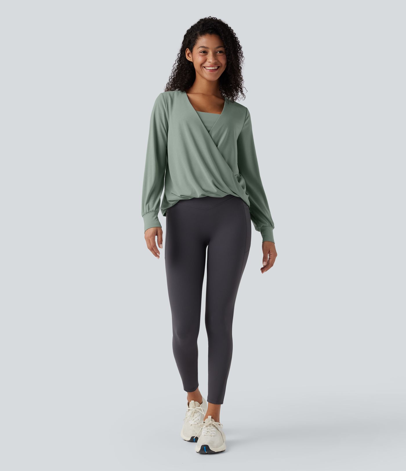 Long Sleeve Crossover Quick Dry Yoga Sports Top