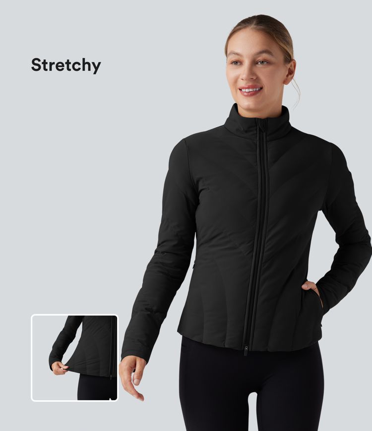 Veste matelassée extensible à col montant et manches longues avec poches