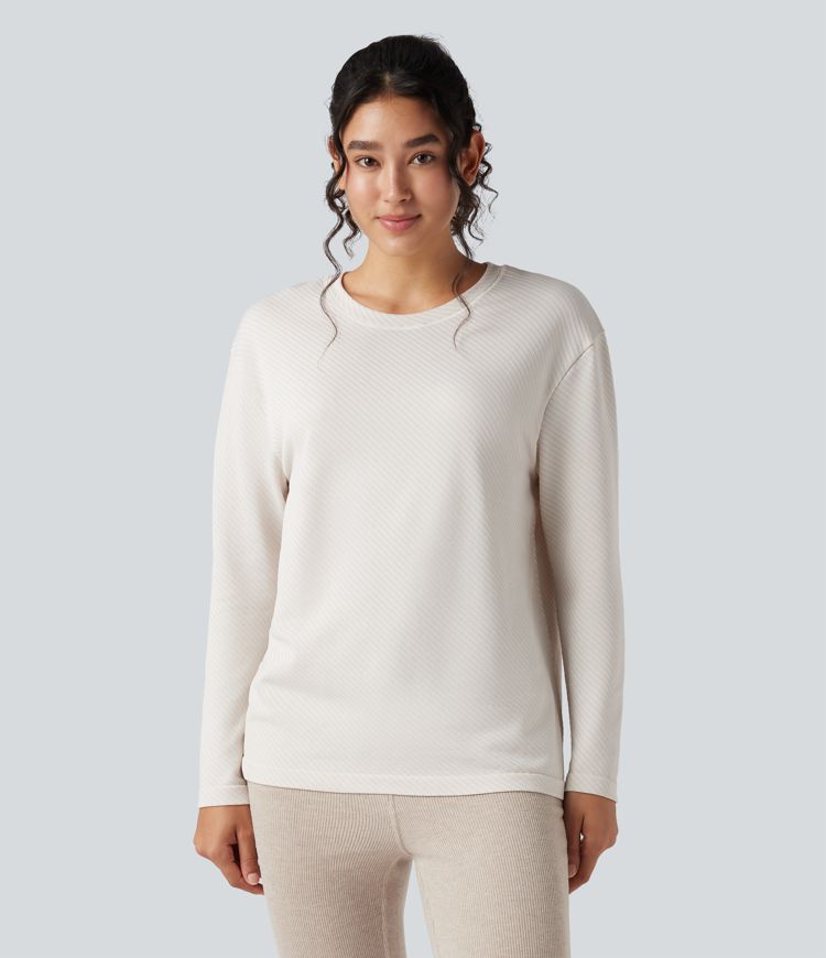 OneForm Seamless Flow Round Neck Long Sleeve Stripe Casual Sports Top