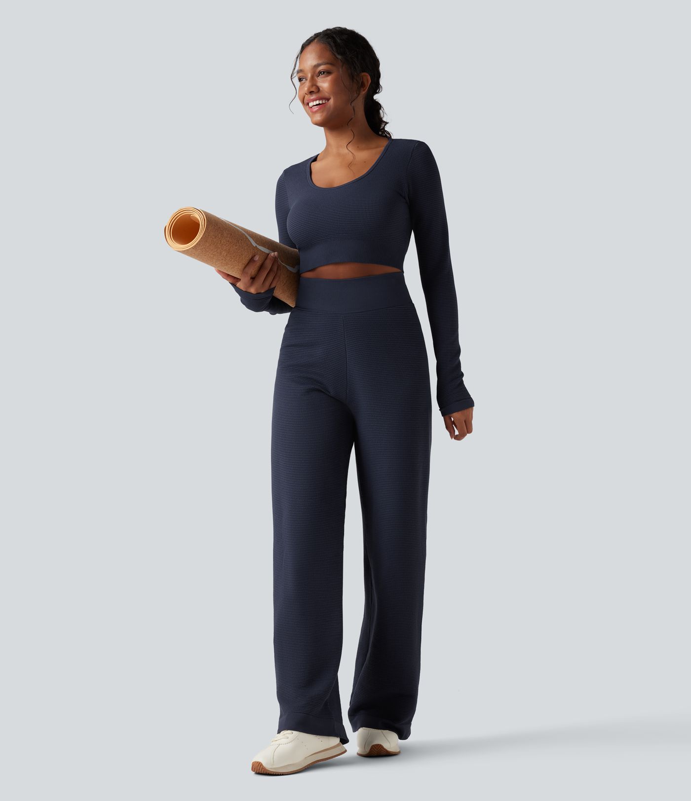 OneForm Seamless Flow Waffle High Waisted Straight Leg Yoga Pants