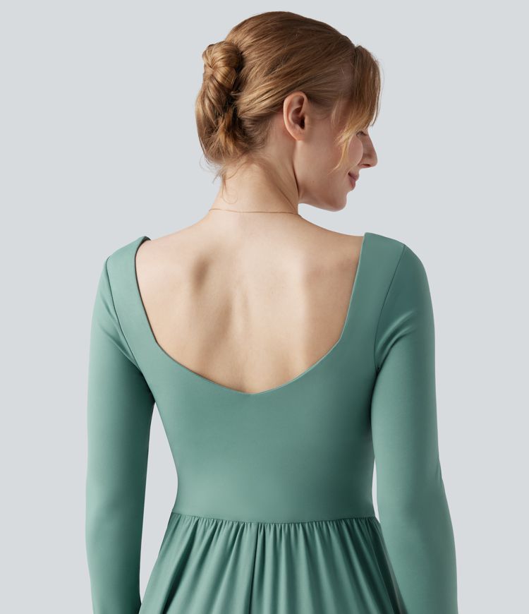 Long Sleeve Flowy Maxi Casual Dress with Pockets