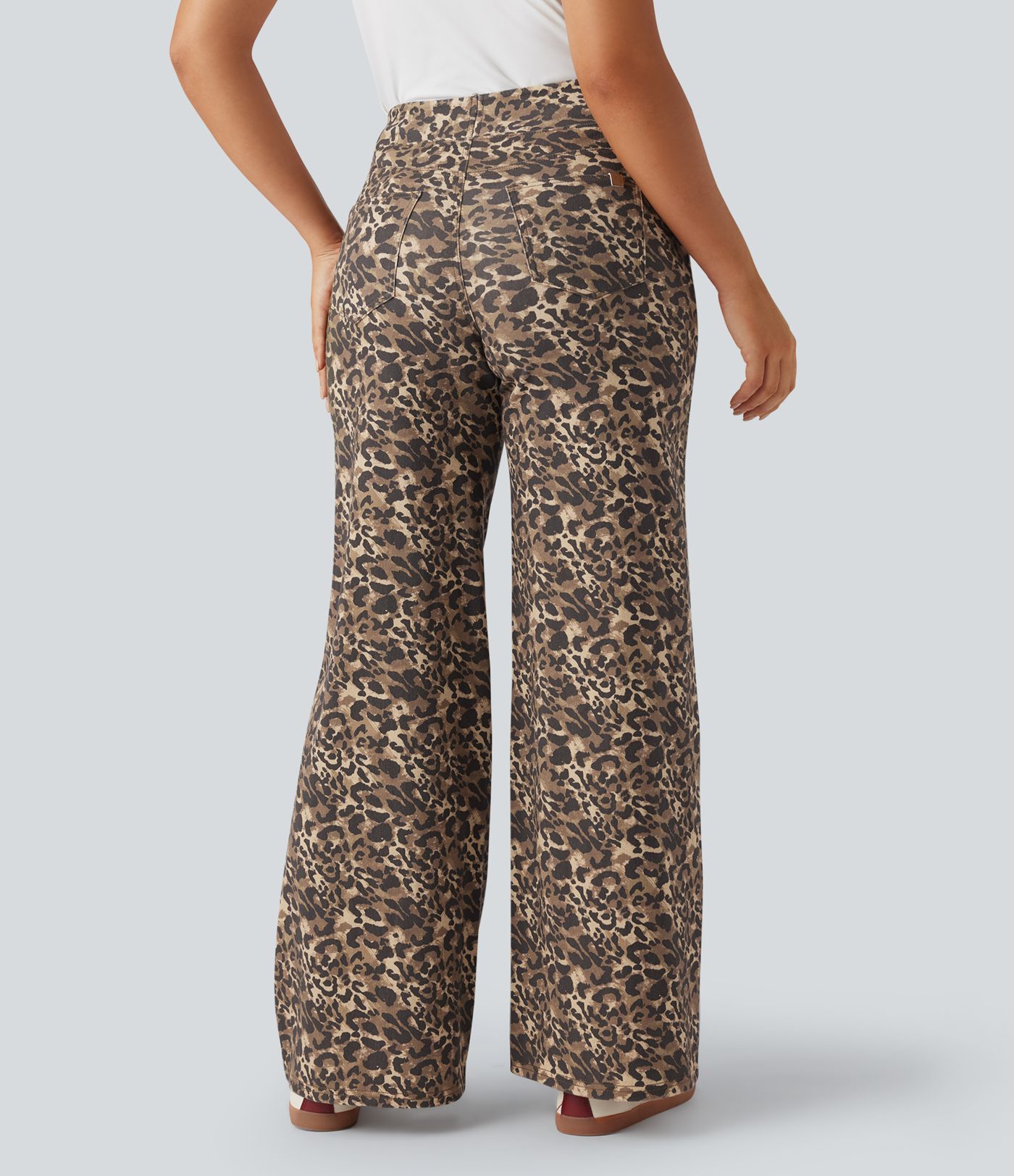 Halara Flex™ High Waisted Wide Leg Leopard Print Casual Jeans with Pockets