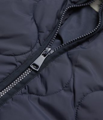 High Neck Zipper Long Sleeve Casual Quilted Jacket with Pockets